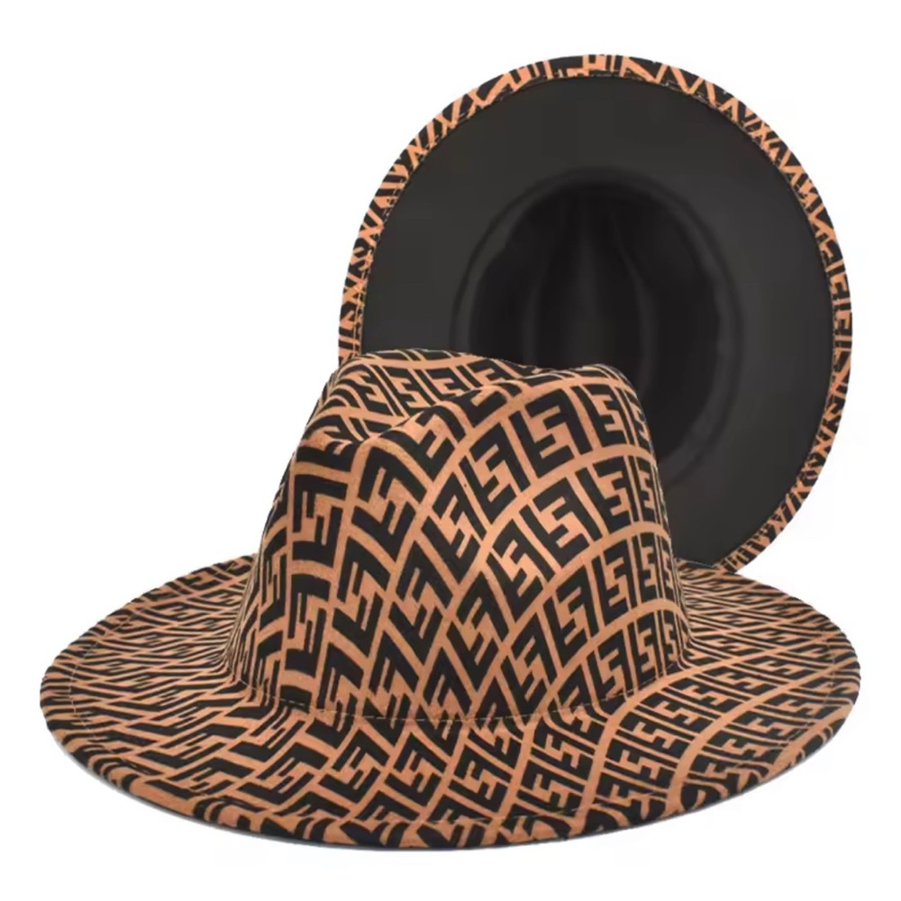 Fendi Tan and Black Logo Fedora